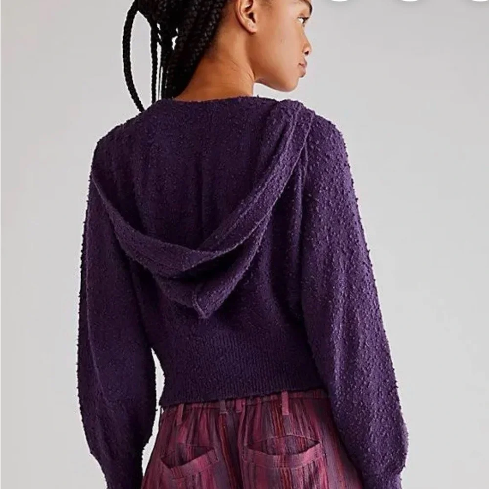 Free people found my friend cropped noby sweater- dark purple size L- VGUC - Picture 2 of 7